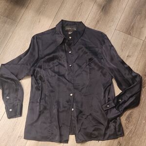 August Silk Dark Blue Button-Down Shirt